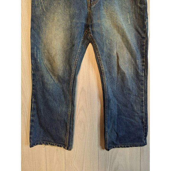 American Eagle Low Rise Boot Bootcut Denim Jeans Dark Mens Size 33/24 ALTERED - Picture 3 of 11
